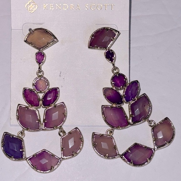Vintage Kendra Scott Daphiney Purple Agate Chandelier Earrings - Picture 11 of 13